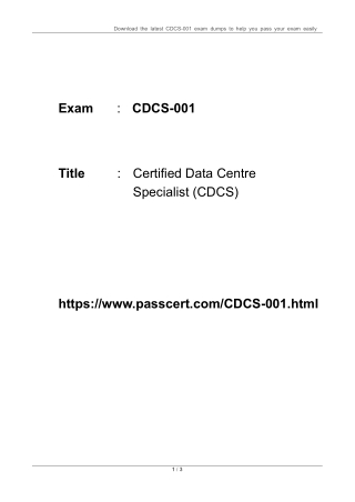 CDCS-001 Certified Data Centre Specialist Exam Dumps