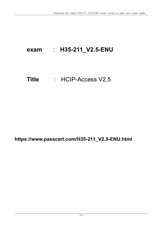 H35-211_V2.5-ENU HCIP-Access V2.5 Dumps Updated 2023