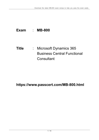 Microsoft MB-800 Exam Dump Updated 2023