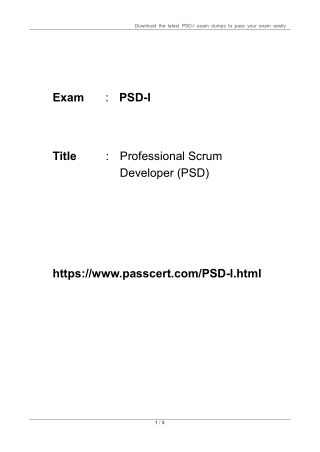 Professional Scrum Developer (PSD) PSD-I Exam Dumps