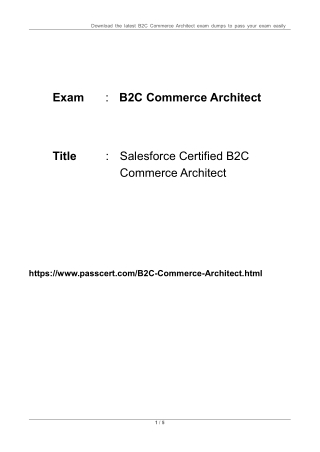 Salesforce Certified B2C Commerce Architect Updated Dumps