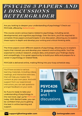 PSYC426 3 Papers and 1 Discussions - BetterGrader