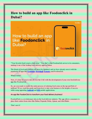 How to build an app like Foodonclick in Dubai