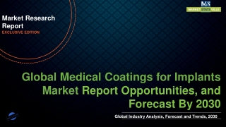 Medical Coatings for Implants Market Worth US$ 2427.2 million by 2030