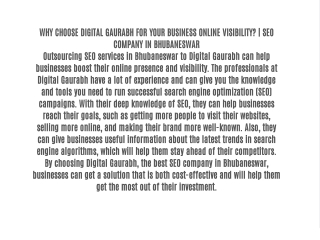 WHY CHOOSE DIGITAL GAURABH FOR YOUR BUSINESS ONLINE VISIBILITY? | SEO COMPANY IN BHUBANESWAR