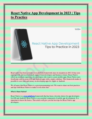 Insights for React Native App Development in 2023