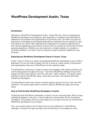 WordPress Development Austin