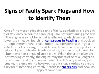 Signs of Faulty Spark Plugs and How to Identify Them