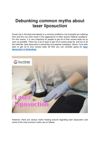 Debunking common myths about laser liposuction - Docplus India