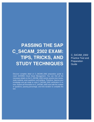 Passing the SAP C_S4CAM_2302 Exam: Tips, Tricks, and Study Techniques