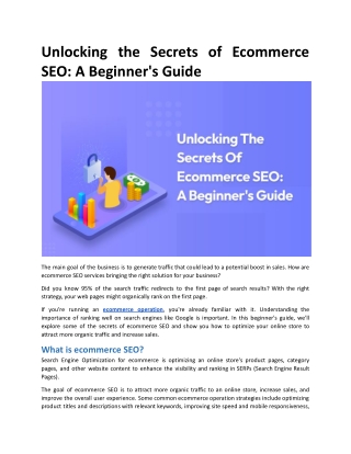 Unlocking the Secrets of Ecommerce SEO: A Beginner's Guide