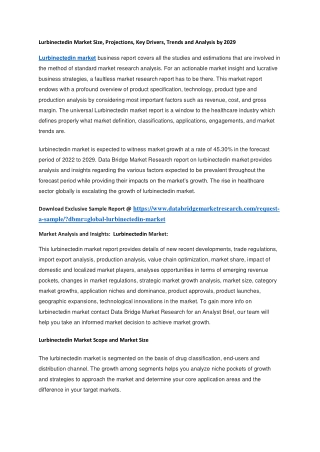 Lurbinectedin Market Size, Projections, Key Drivers, Trends and Analysis by 2029