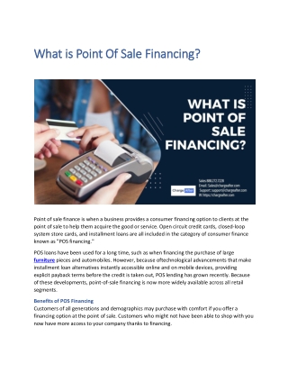 What is Point Of Sale Financing