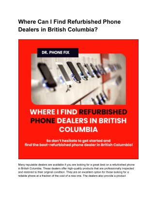 Where Can I Find Refurbished Phone Dealers in British Columbia