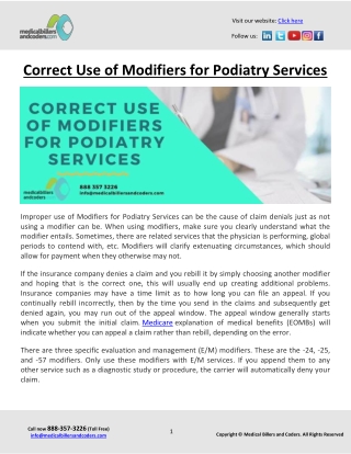 Correct Use of Modifiers for Podiatry Services