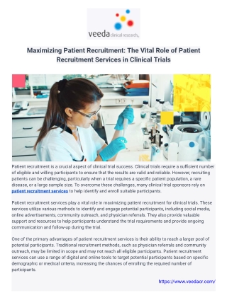Maximizing Patient Recruitment: The Vital Role of Patient Recruitment Services i