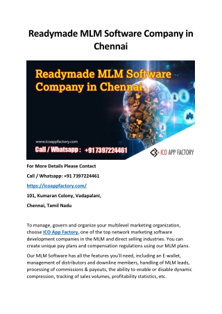 Readymade MLM software company in Chennai