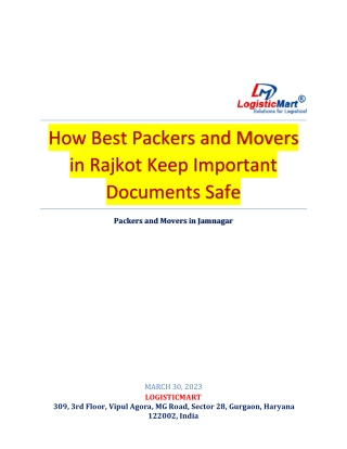 How Best Packers and Movers in Rajkot Keep Important Documents Safe