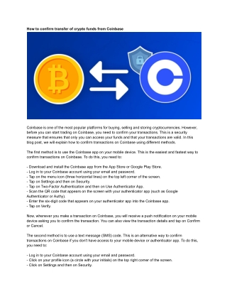 confirm transfer of crypto funds from Coinbase