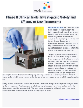 Phase II Clinical Trials: Investigating Safety and Efficacy of New Treatments