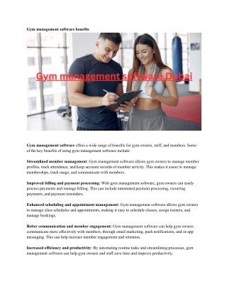 Gym management software Dubai