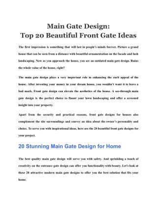 Main Gate Design  Top 20 Beautiful Front Gate Ideas