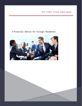 4 Financial Advice for Foreign Residents