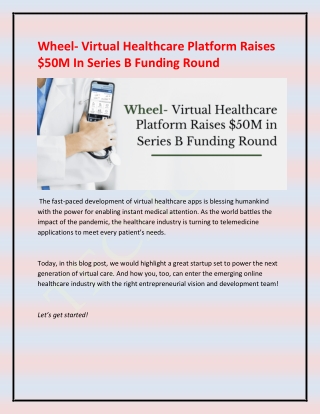 Wheel- Virtual Healthcare Platform Raises