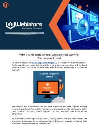 Why Is A Magento Annual Upgrade Necessary For Ecommerce Stores