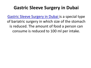 Gastric Sleeve Surgery in Dubai