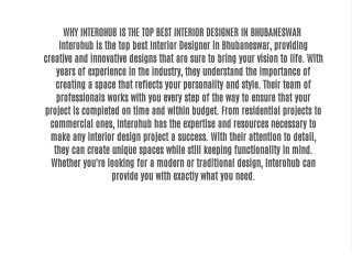 WHY INTEROHUB IS THE TOP BEST INTERIOR DESIGNER IN BHUBANESWAR