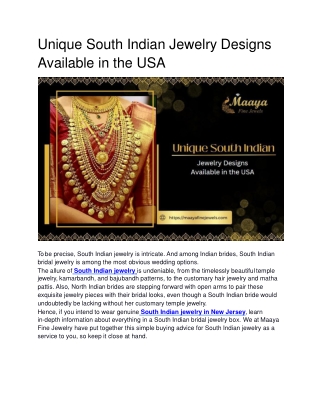 Unique South Indian Jewelry Designs Available in the USA.docx