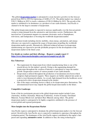 Dysprosium Market: Opportunities, Challenges, and Trends to Watch