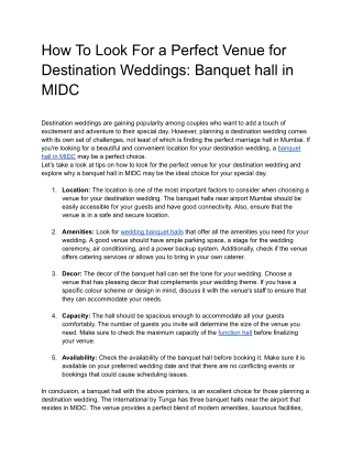 A Perfect Venue for Destination Weddings_ Banquet hall in MIDC