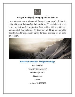 Fotograf Haninge  Fotografpatriklindqvist.se