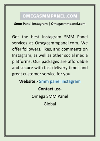 Smm Panel Instagram  Omegasmmpanel