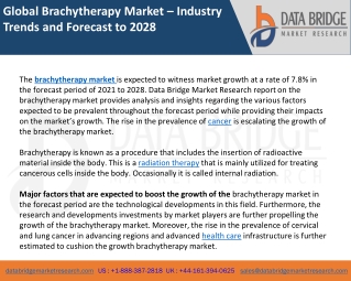 Global Brachytherapy Market – Industry Trends and Forecast to 2028