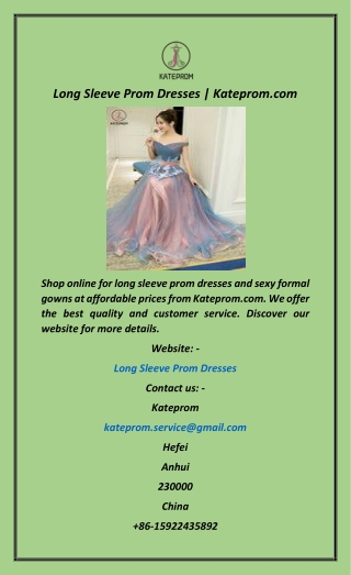 Long Sleeve Prom Dresses  Kateprom