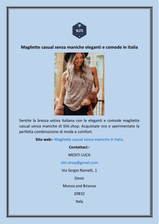 Magliette casual senza maniche eleganti e comode in Italia