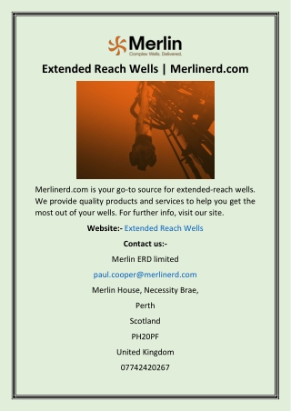 Extended Reach Wells  Merlinerd