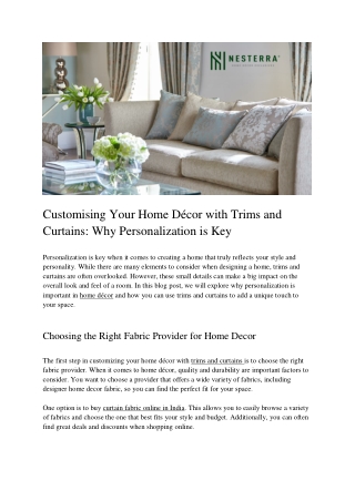 _Customising Your Home Décor with Trims and Curtains_ Why Personalization is Key_