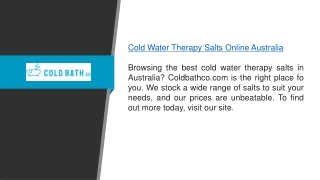 Cold Water Therapy Salts Online Australia  Coldbathco.com