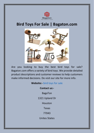 Bird Toys For Sale  Bagaton