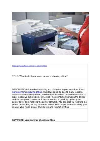 What to do if your xerox printer is showing offline?