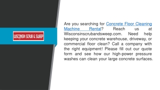 Concrete Floor Cleaning Machine Rental  Wisconsinscrubandsweep.com