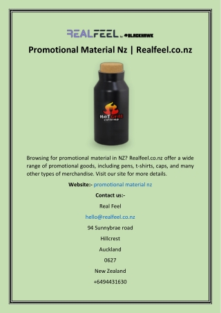 Promotional Material Nz  Realfeel.co.nz