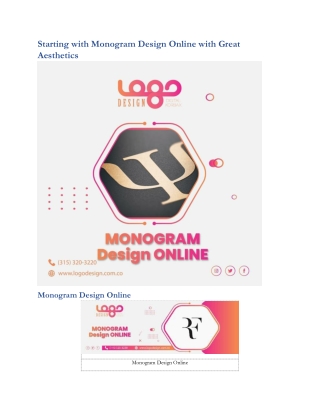 Starting with Monogram Design Online with Great Aesthetics