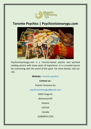 Toronto Psychics  Psychicvisionarygu