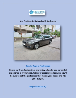 Car For Rent In Hyderabad | Soulcar.in