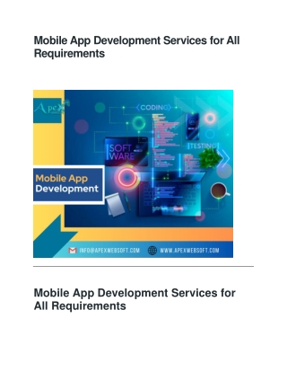 Mobile App Development Services for All Requirements